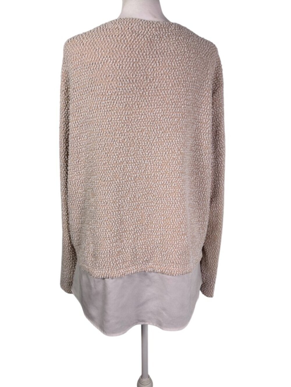 Calvin Klein Blush Pink Bouclé Layered Hem Sweater XL | Textured Knit Career Chi - Picture 3 of 10